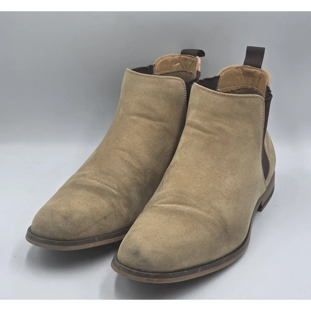 Harrison Myles Beige Mens Classic Scott Chelsea Boots Shoes Size 11 B-1852 Suede